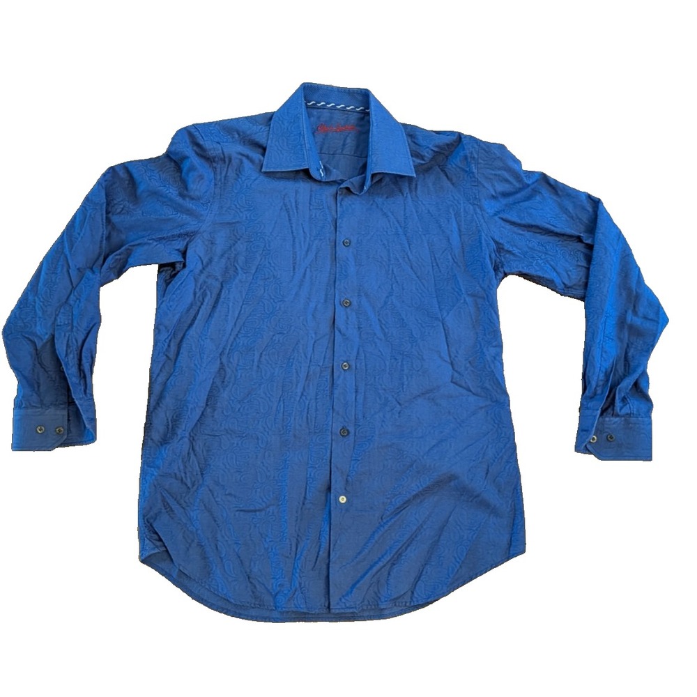 Robert Graham Button Down Men's L Blue Tonal Jacquard Paisley Long Sleeve Shirt